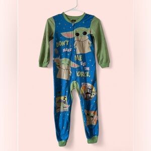 6/7 Unisex Star Wars One Piece Fleece Polyester Sleeper Baby Yoda Green Blue